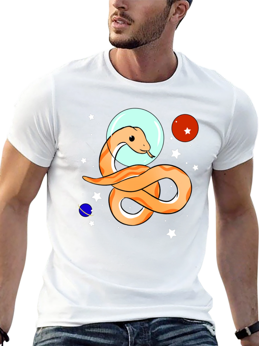 Space Snake Graphic Tee - Funky Universe Design