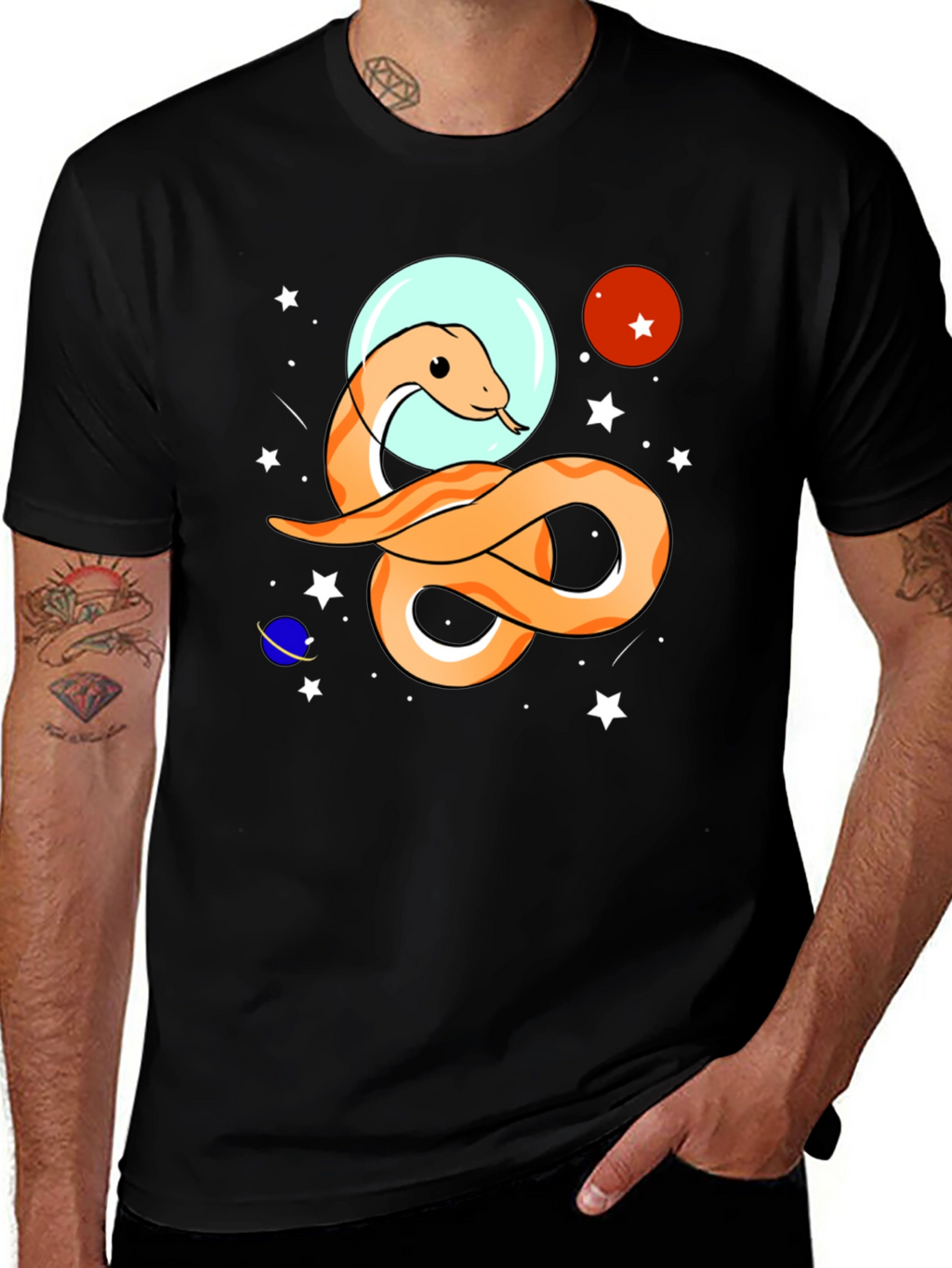 Space Snake Graphic Tee - Funky Universe Design