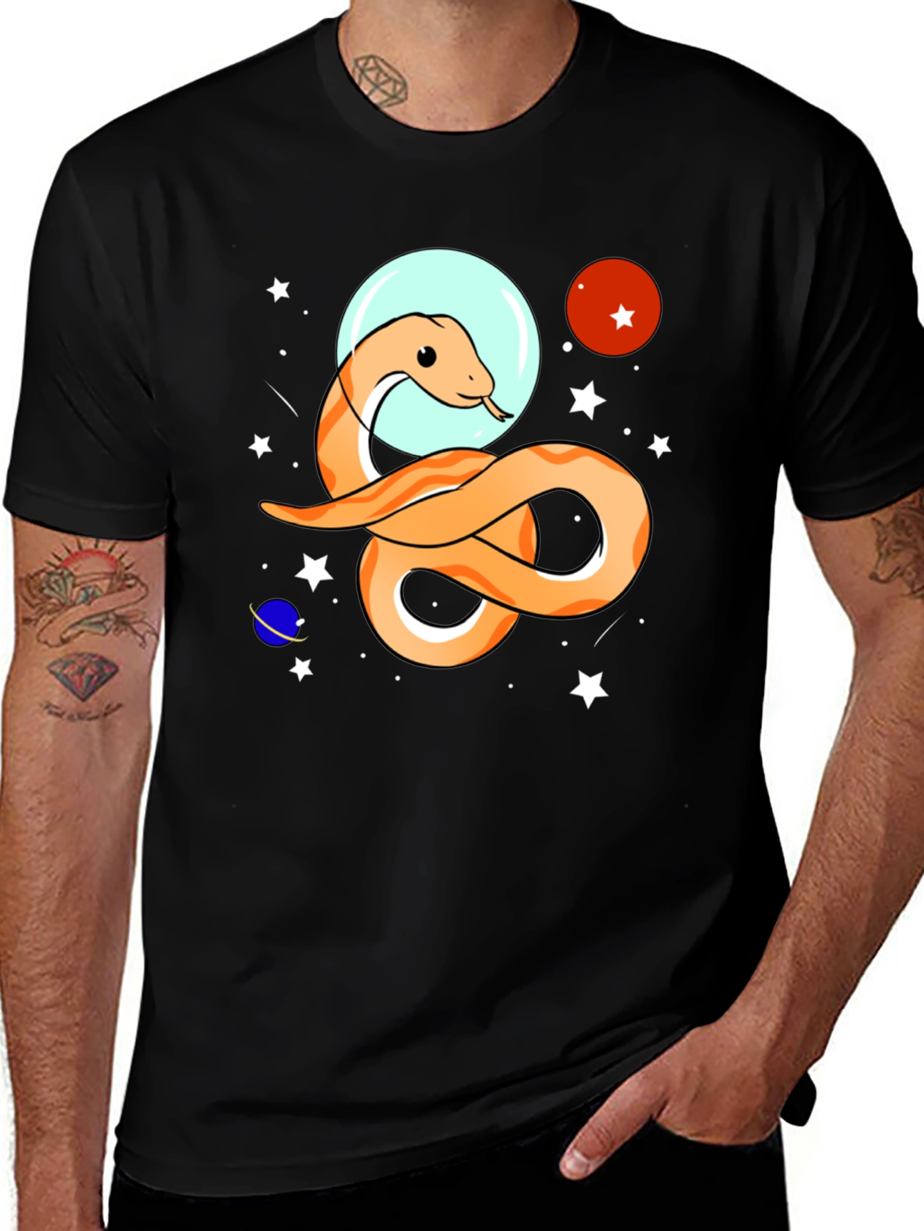 Space Snake Graphic Tee - Funky Universe Design