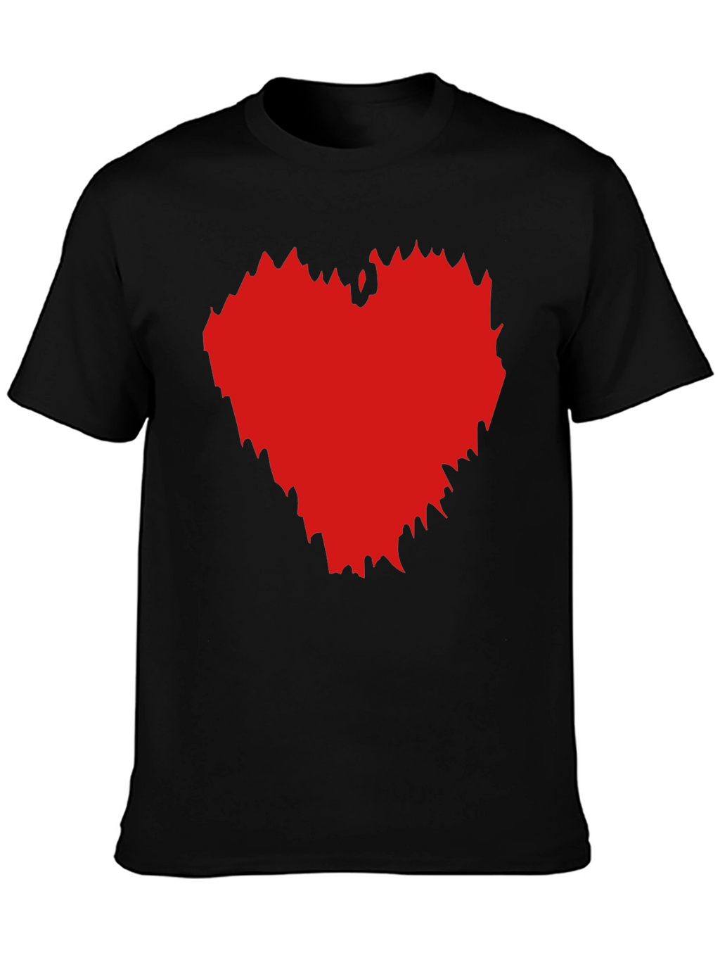 Black T-Shirt with Red Heart Graphic