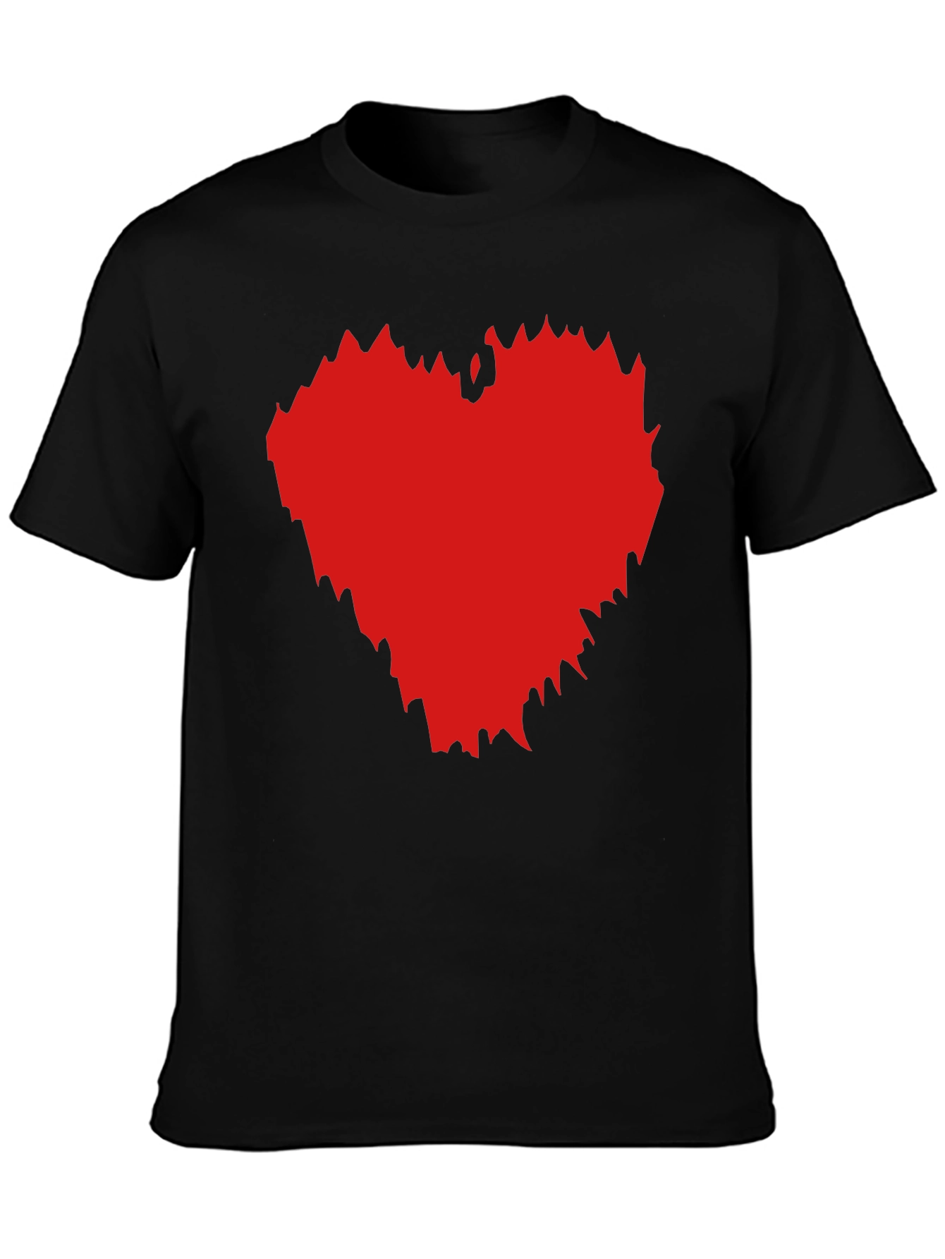 Black T-Shirt with Red Heart Graphic