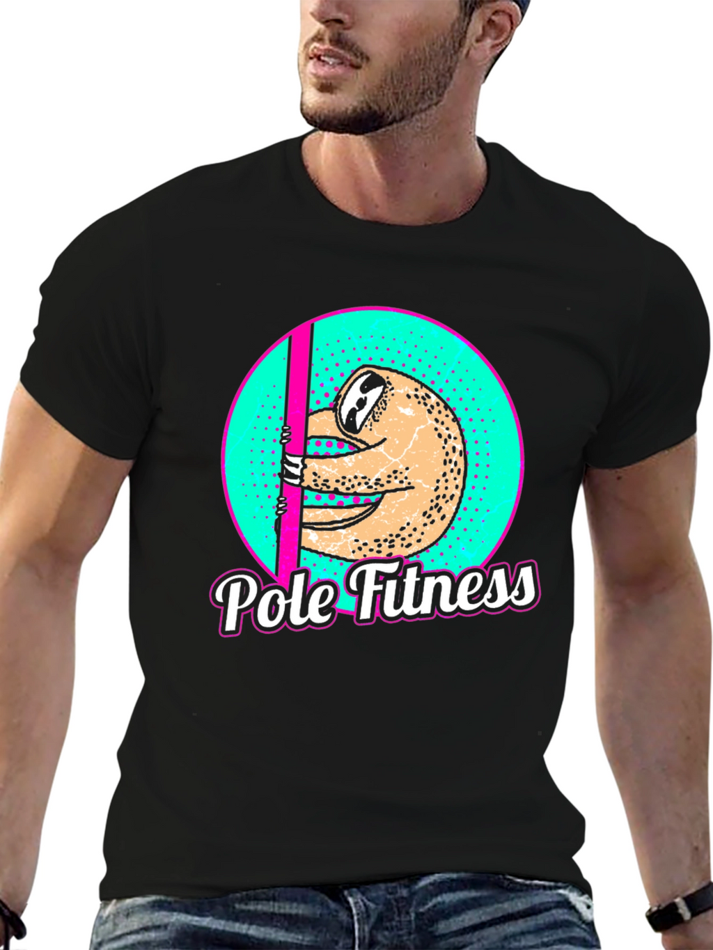 Sloth Pole Fitness Graphic T-Shirt - Black