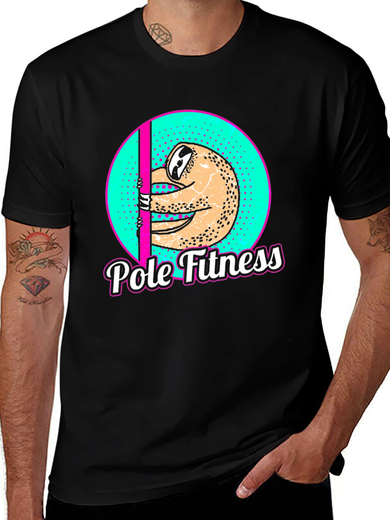 Sloth Pole Fitness Graphic T-Shirt - Black