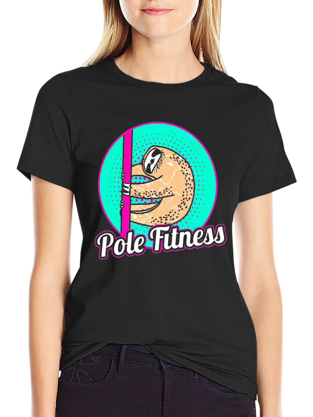 Sloth Pole Fitness Graphic T-Shirt - Black