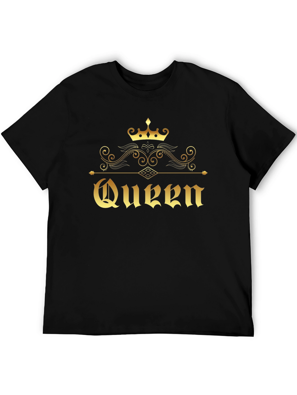 Golden Queen Crown Graphic Black T-Shirt