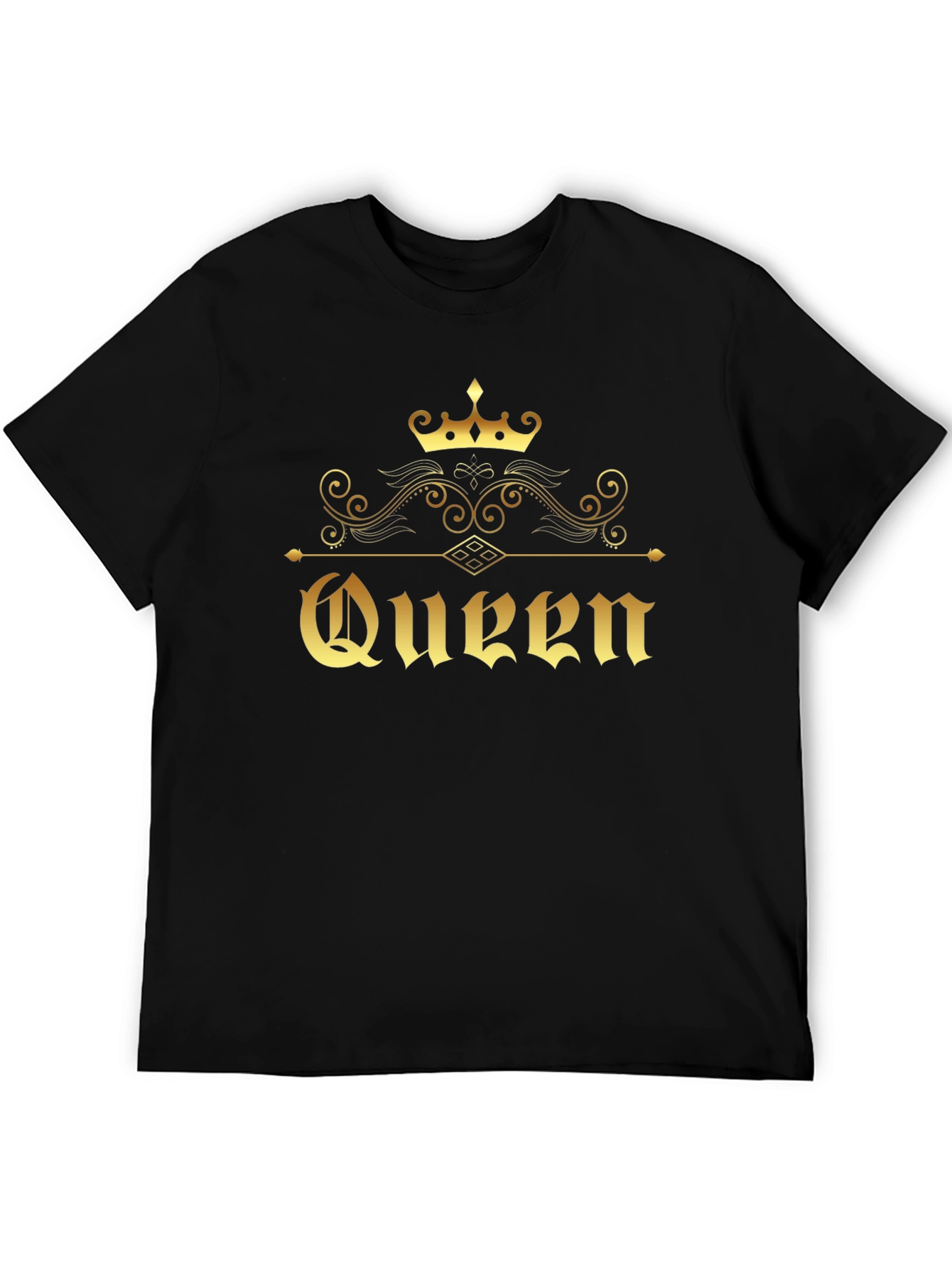 Golden Queen Crown Graphic Black T-Shirt