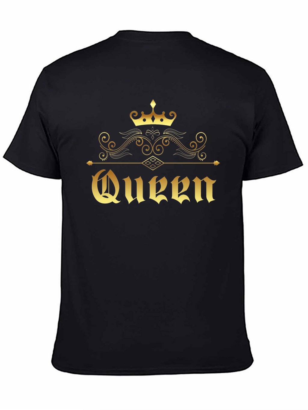 Golden Queen Crown Graphic Black T-Shirt