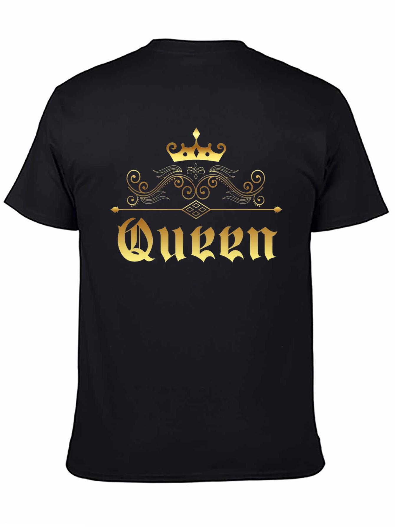 Golden Queen Crown Graphic Black T-Shirt