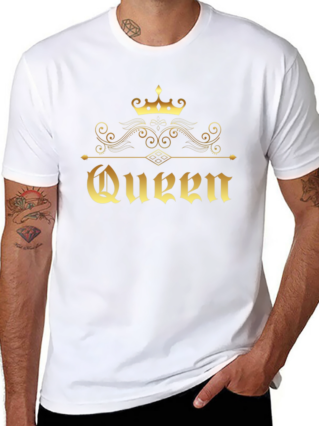 Golden Queen Crown Graphic Black T-Shirt