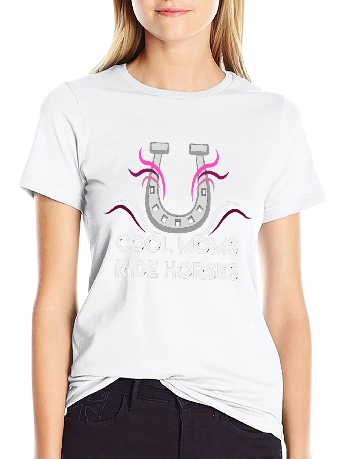 Cool Moms Ride Horses Black Graphic Tee
