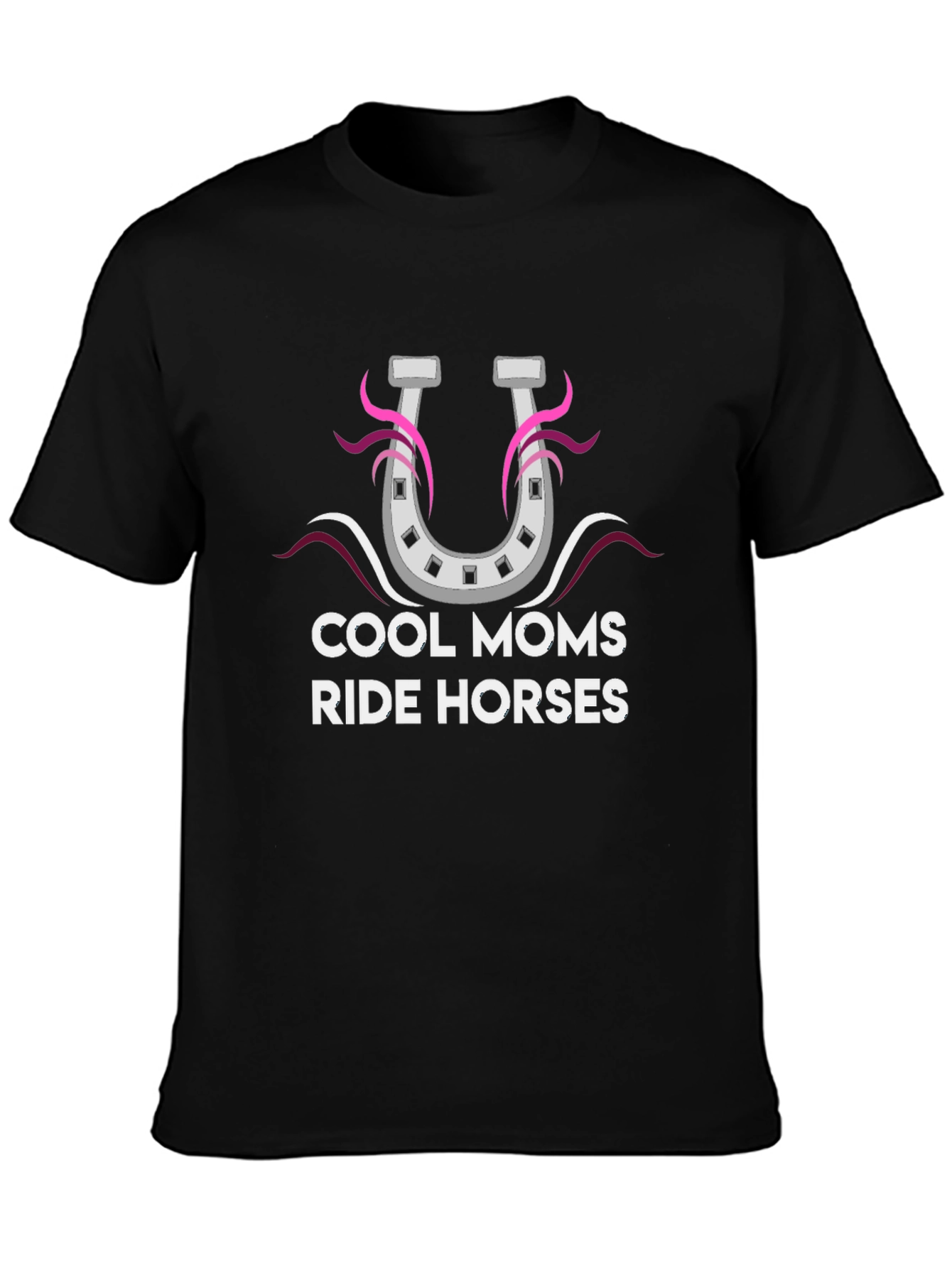 Cool Moms Ride Horses Black Graphic Tee