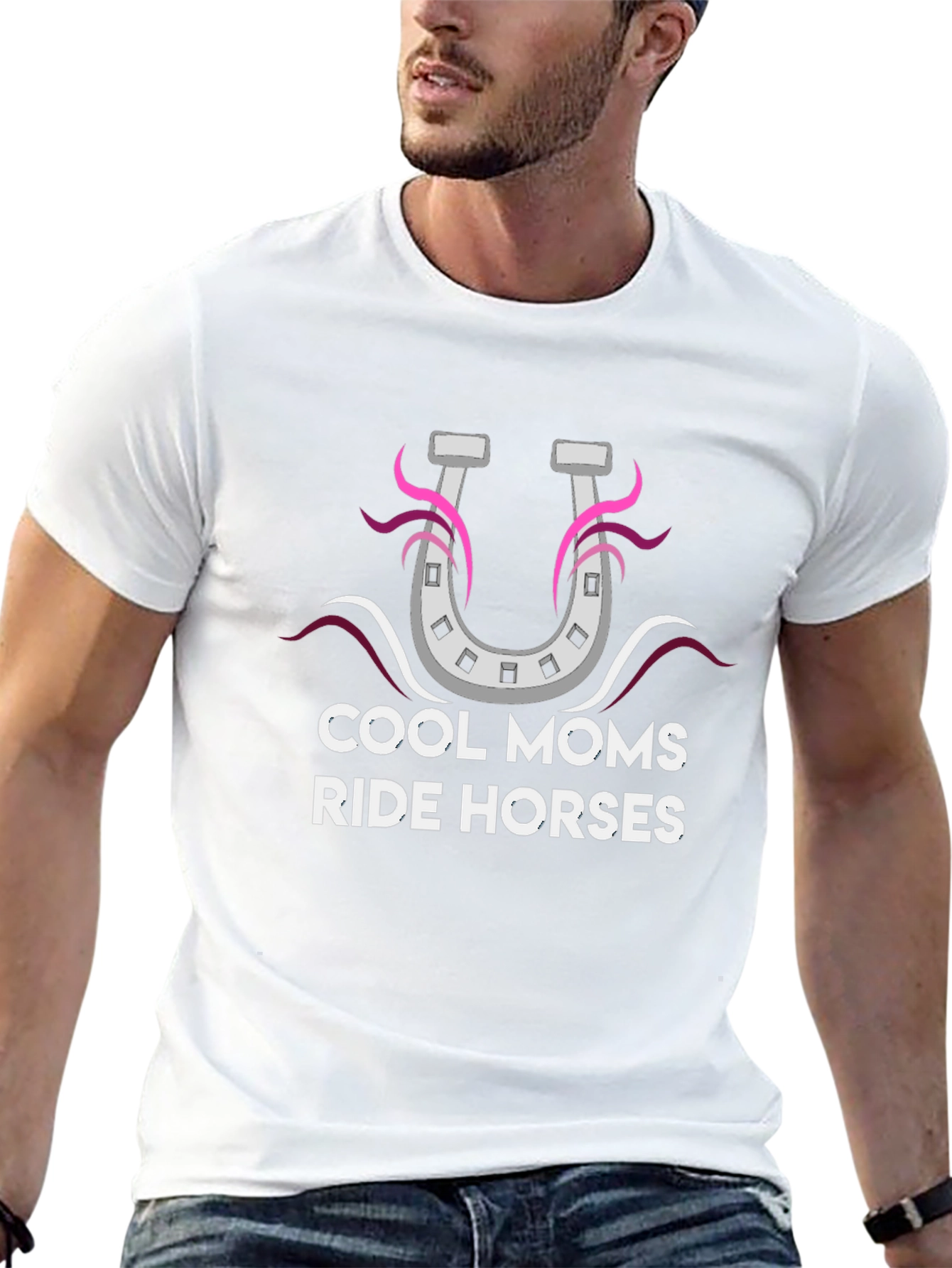 Cool Moms Ride Horses Black Graphic Tee