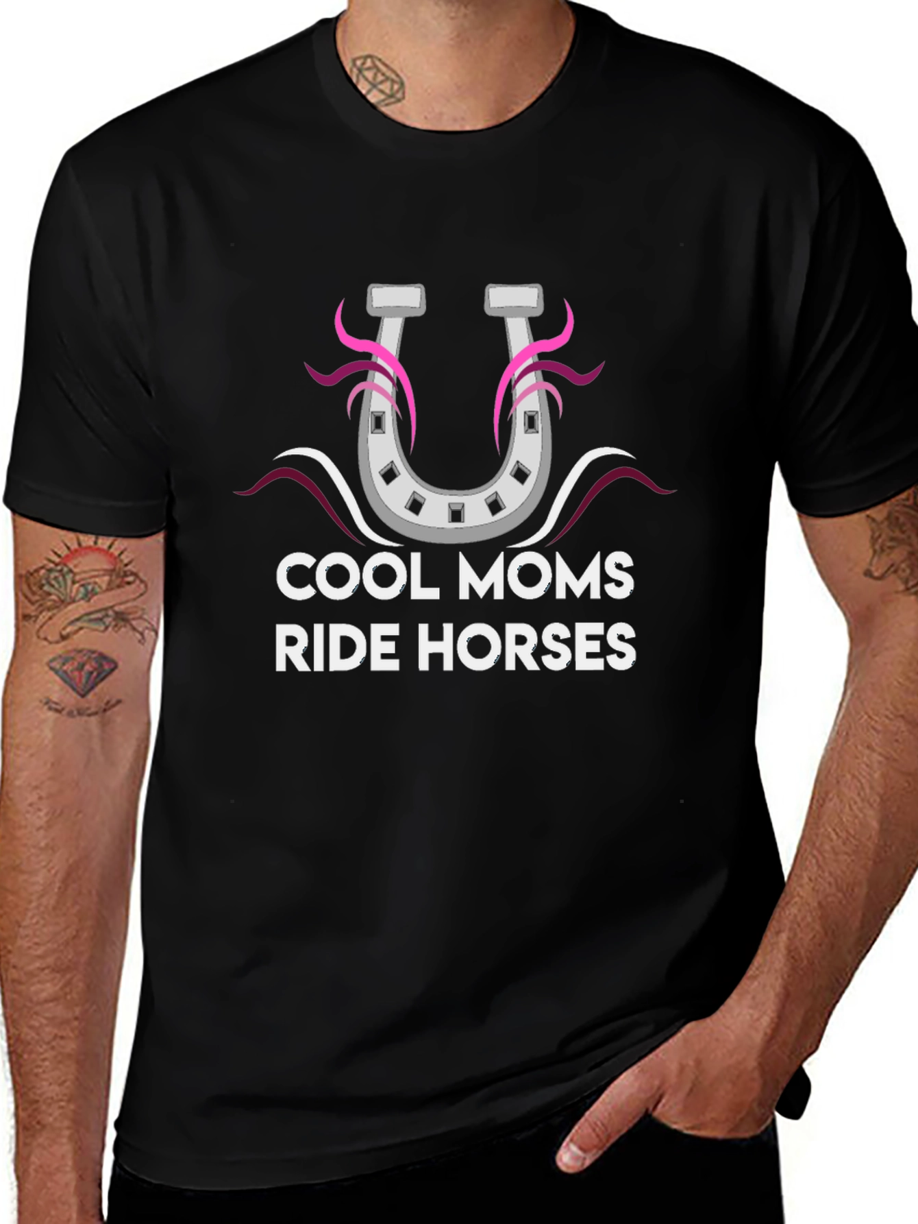 Cool Moms Ride Horses Black Graphic Tee