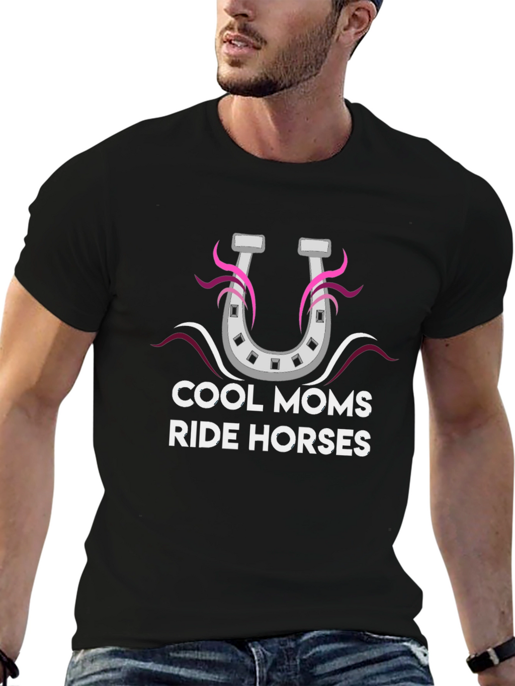 Cool Moms Ride Horses Black Graphic Tee