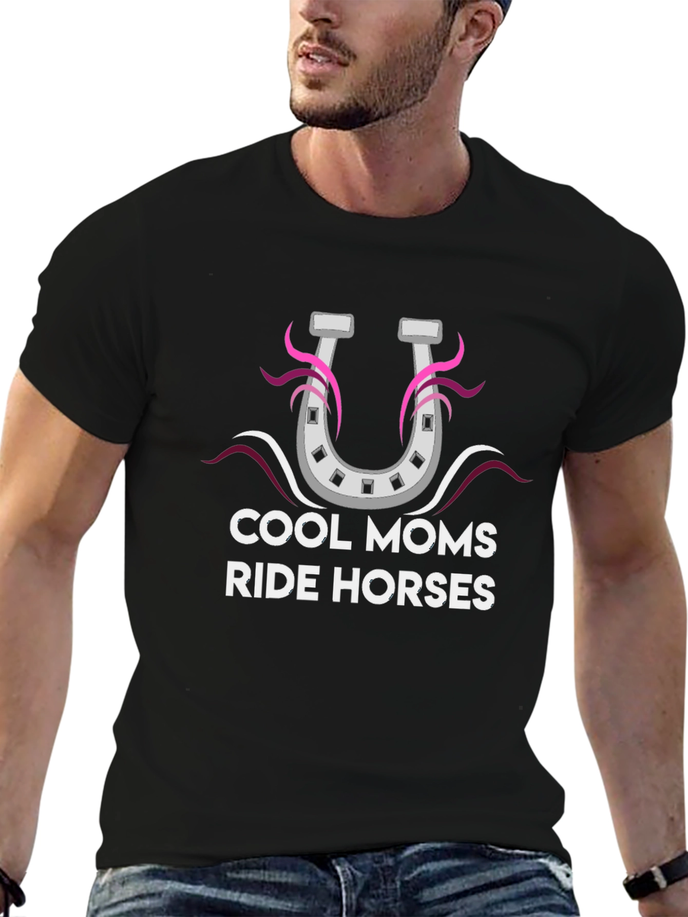 Cool Moms Ride Horses Black Graphic Tee