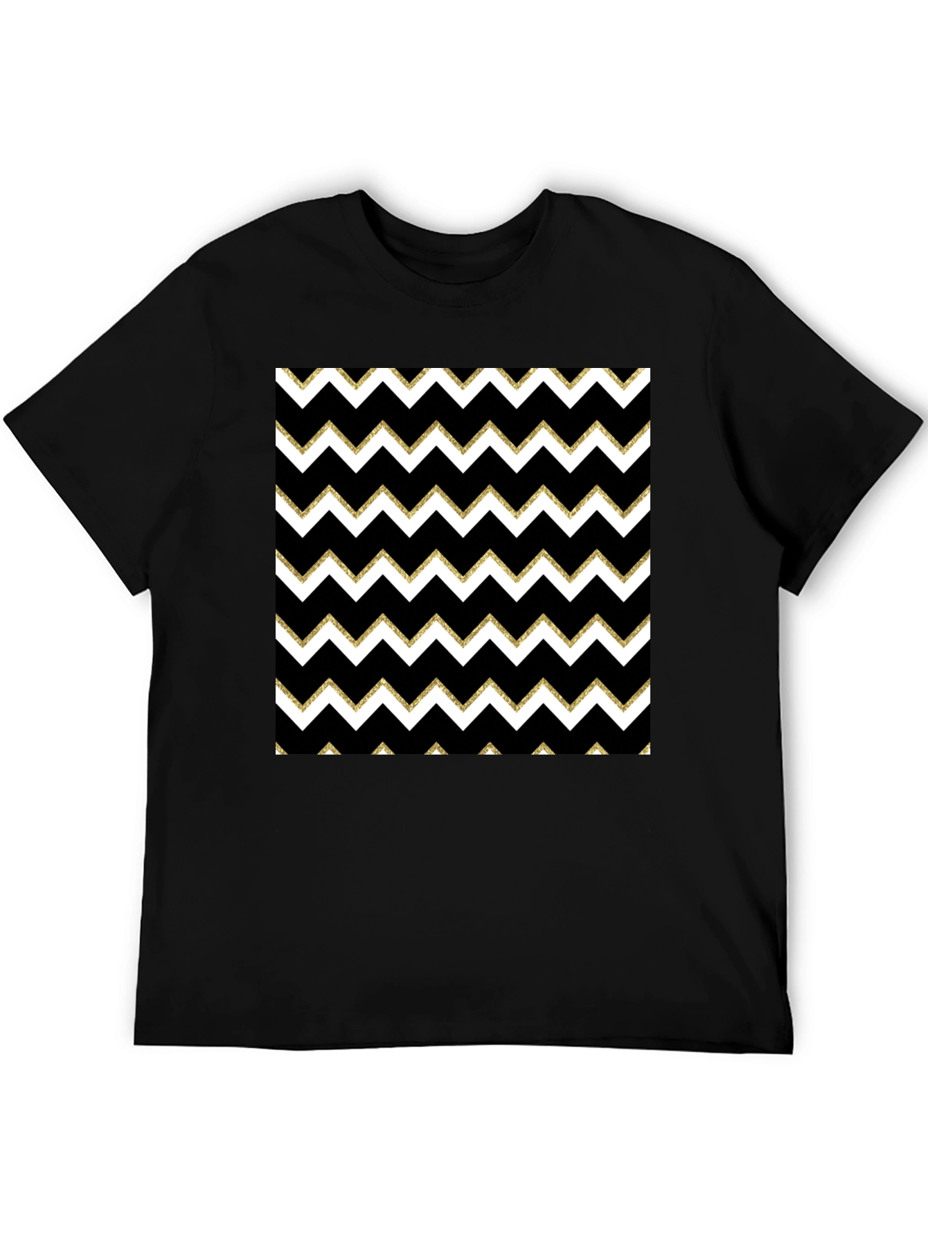 Stylish Black T-Shirt with Chevron Pattern