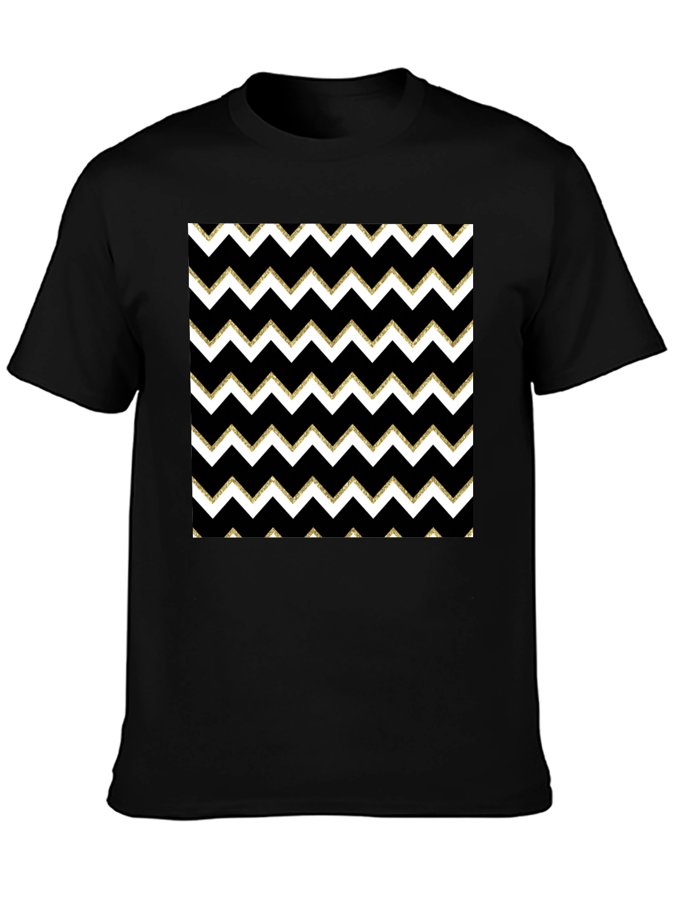 Stylish Black T-Shirt with Chevron Pattern
