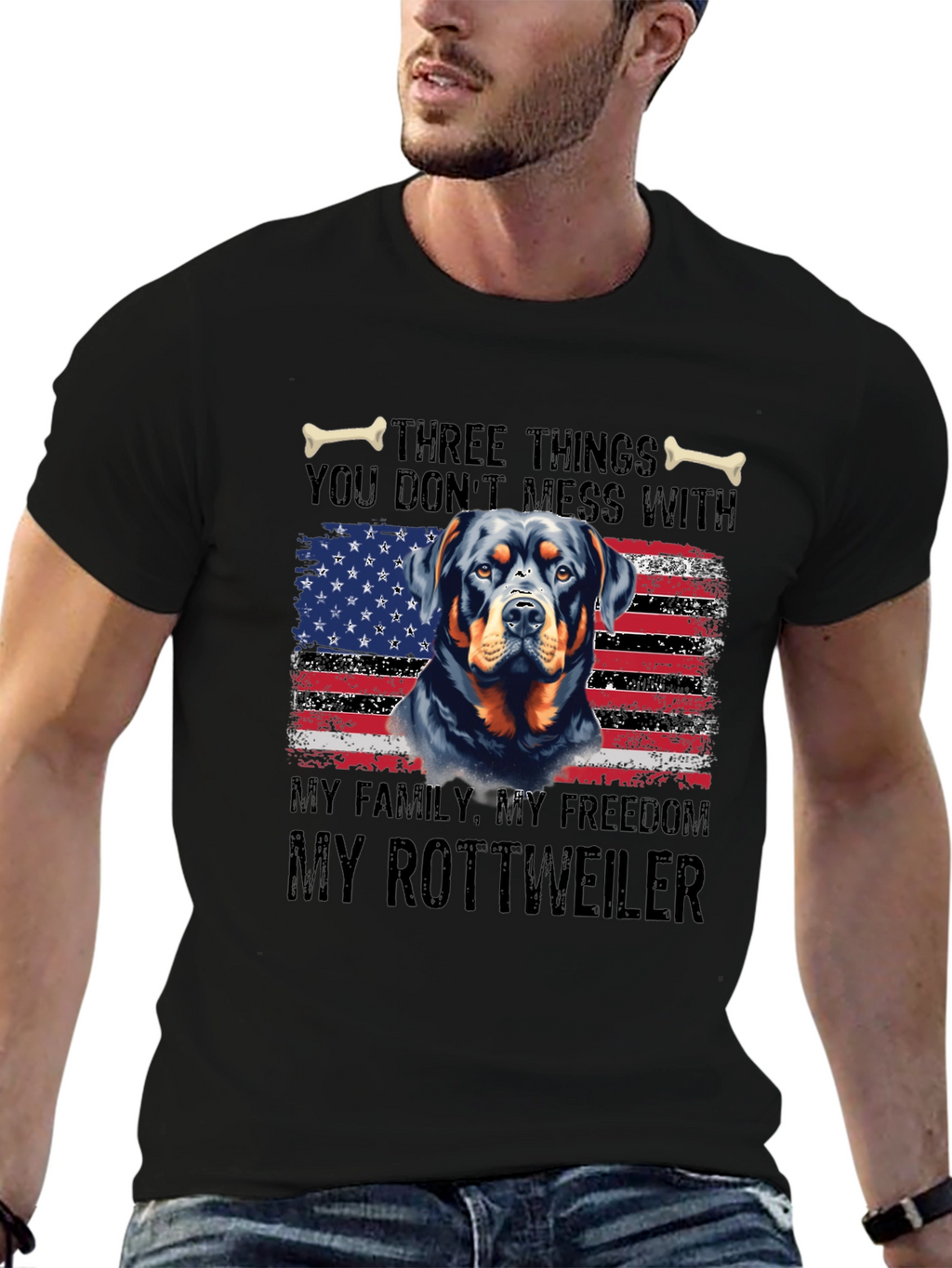 Rottweiler American Flag T-Shirt