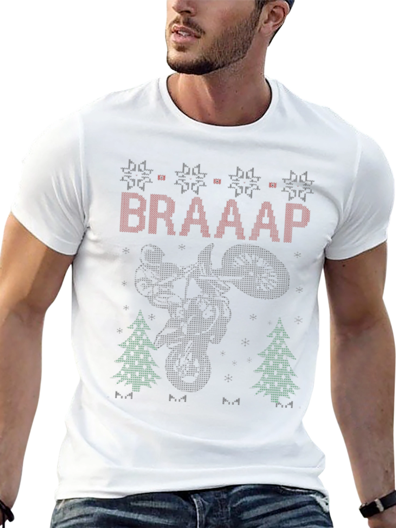BRAAAP Motocross Ugly Christmas Sweater Style T-Shirt