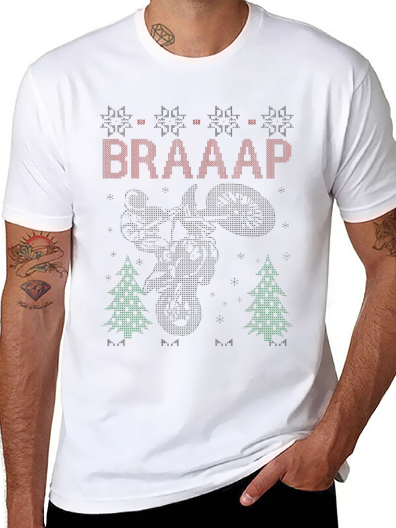 BRAAAP Motocross Ugly Christmas Sweater Style T-Shirt