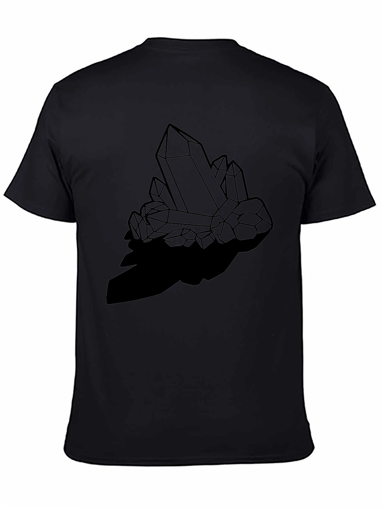 Geometric Crystal Print Black T-Shirt