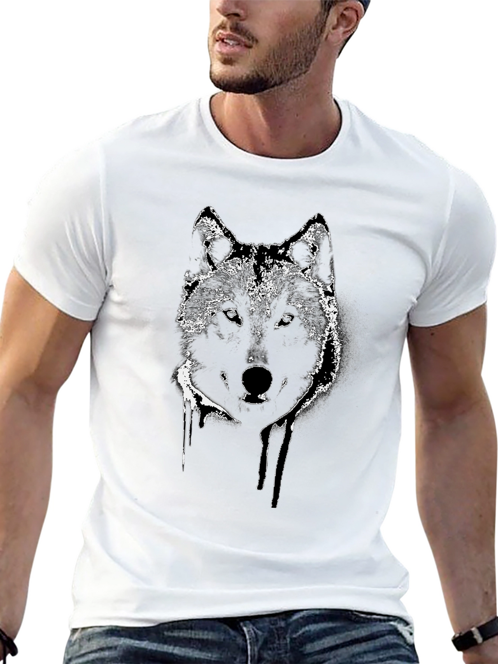 Wolf Graphic Tee - Black Cotton Blend