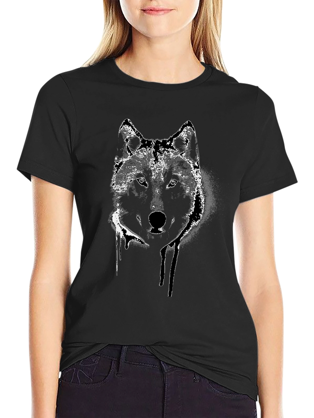 Wolf Graphic Tee - Black Cotton Blend