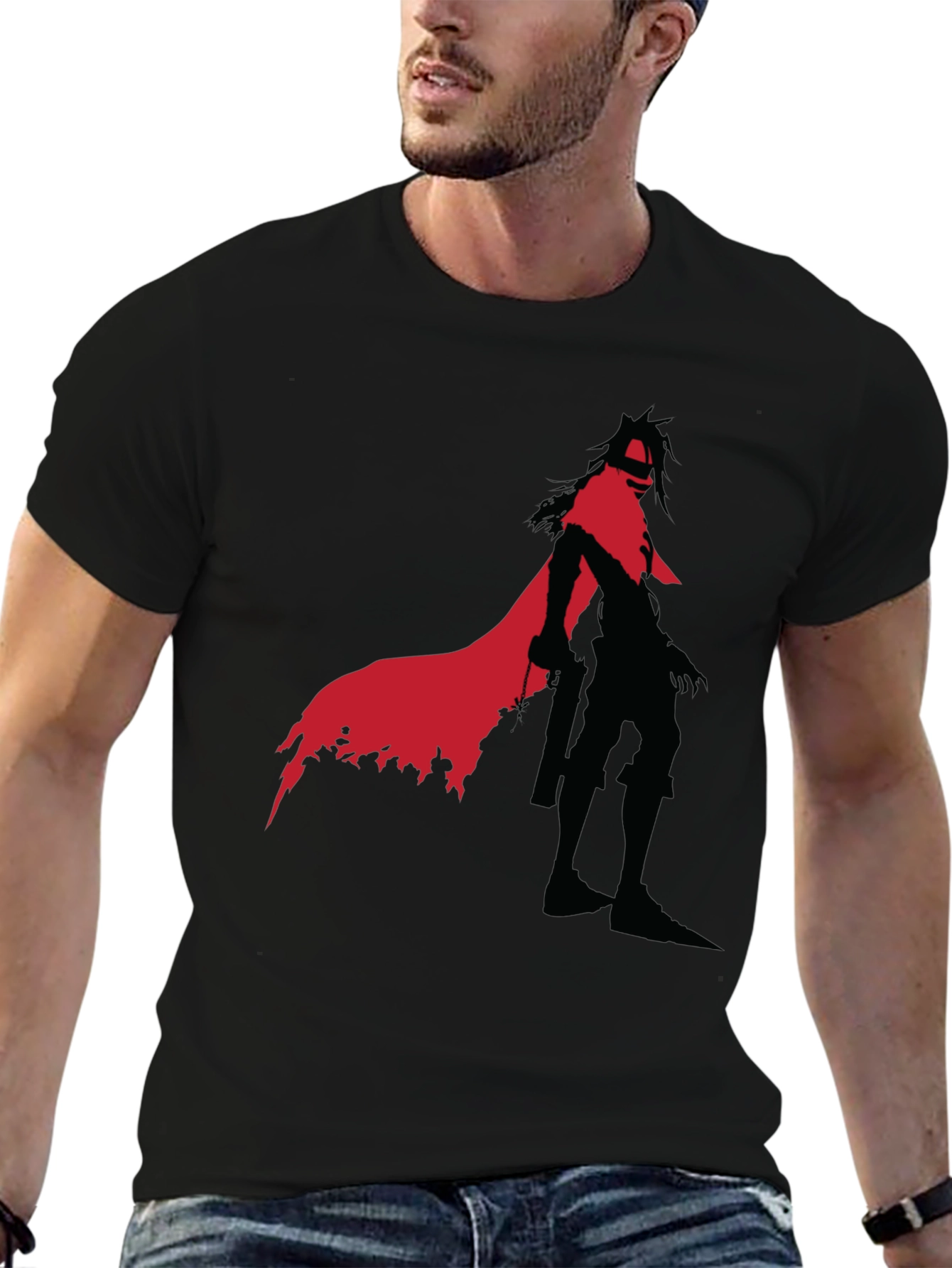 Edgy Anime Character Graphic Tee - Black