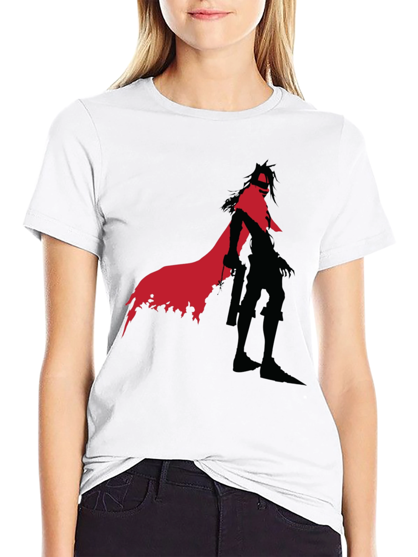 Edgy Anime Character Graphic Tee - Black