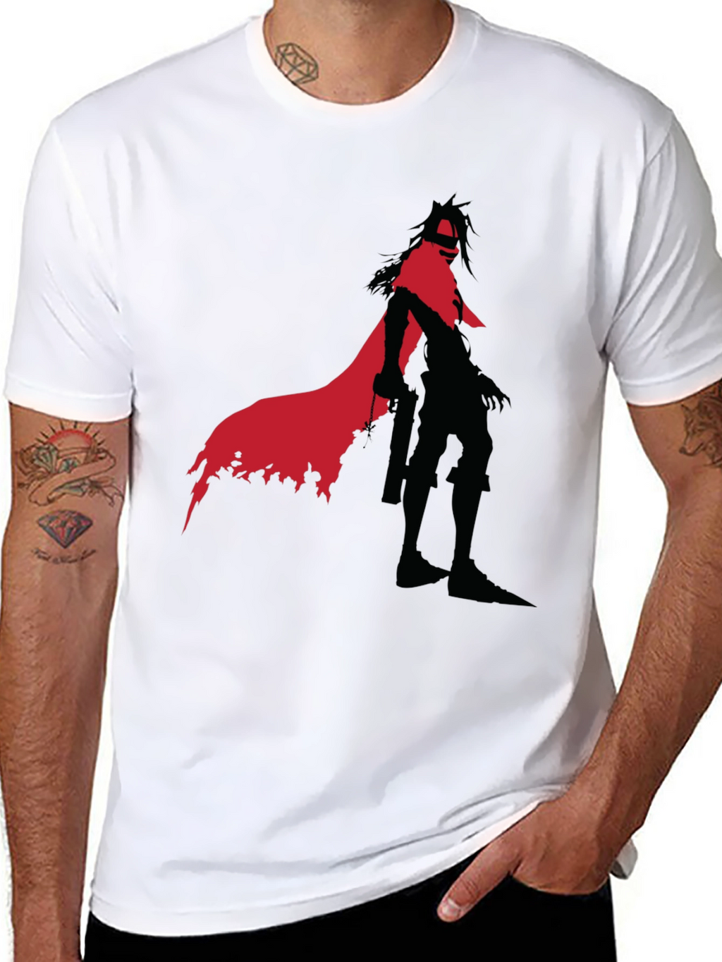 Edgy Anime Character Graphic Tee - Black