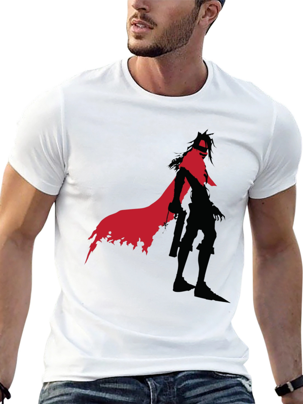 Edgy Anime Character Graphic Tee - Black