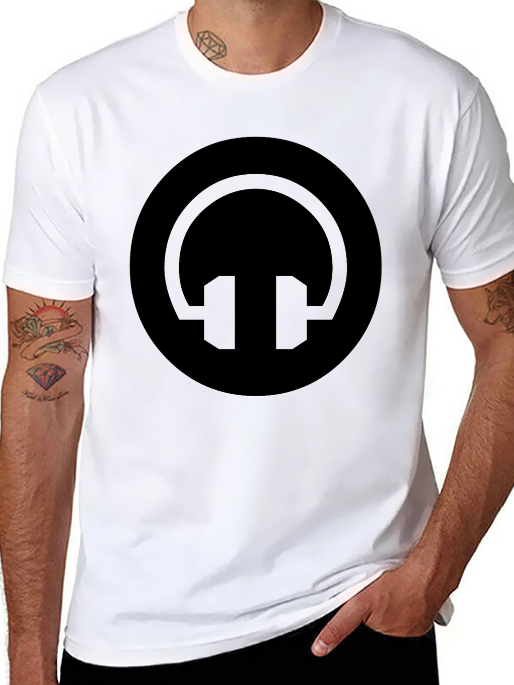 Black Headphone Circle Graphic T-Shirt