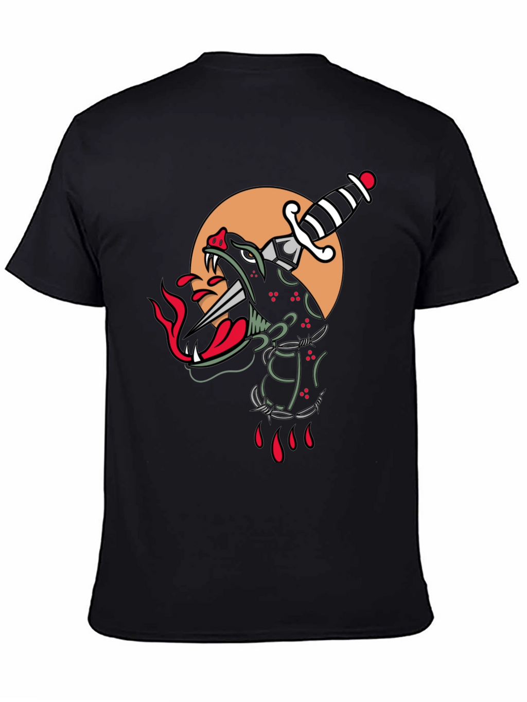 Edgy Black Panther Dagger Graphic T-Shirt