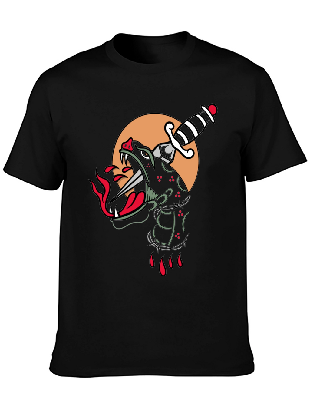 Edgy Black Panther Dagger Graphic T-Shirt