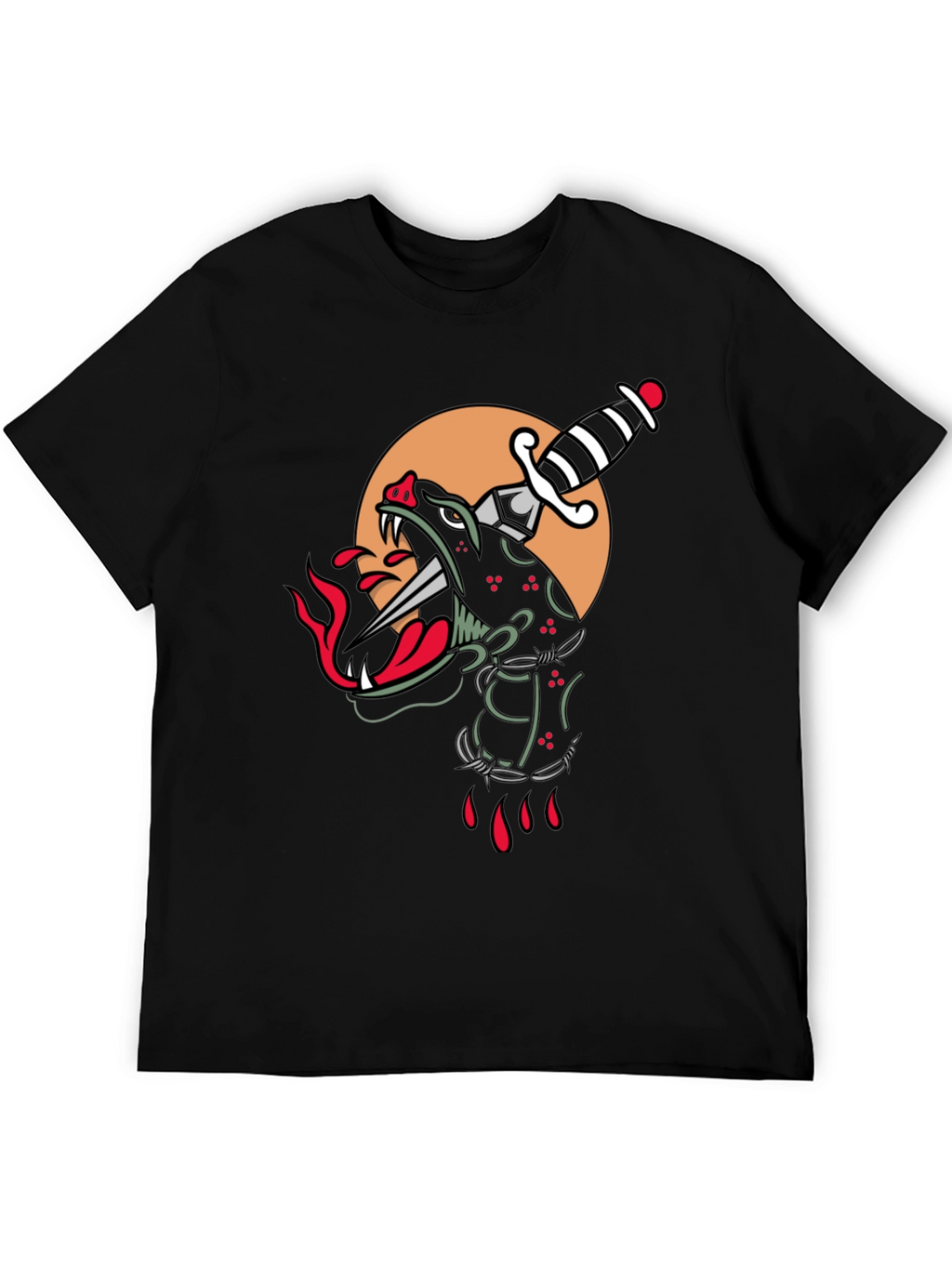 Edgy Black Panther Dagger Graphic T-Shirt