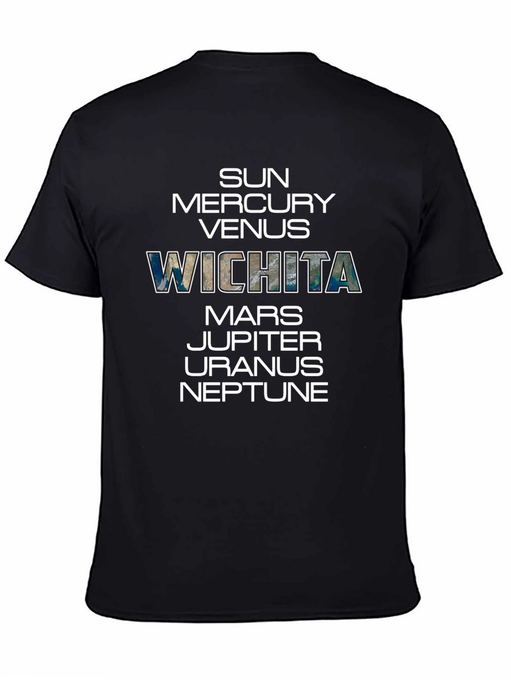 Planets and Wichita T-Shirt - Black Cotton Tee