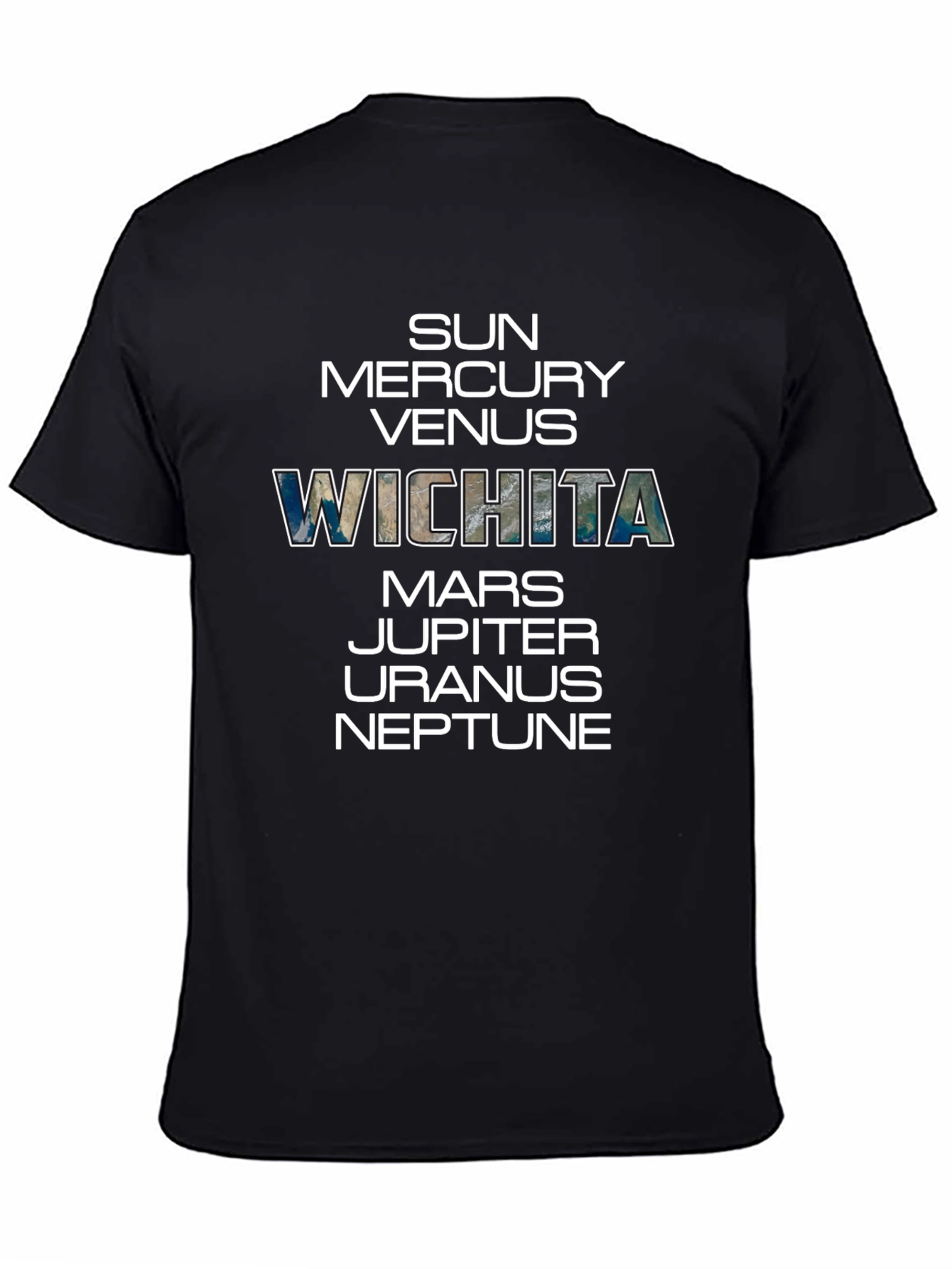 Planets and Wichita T-Shirt - Black Cotton Tee