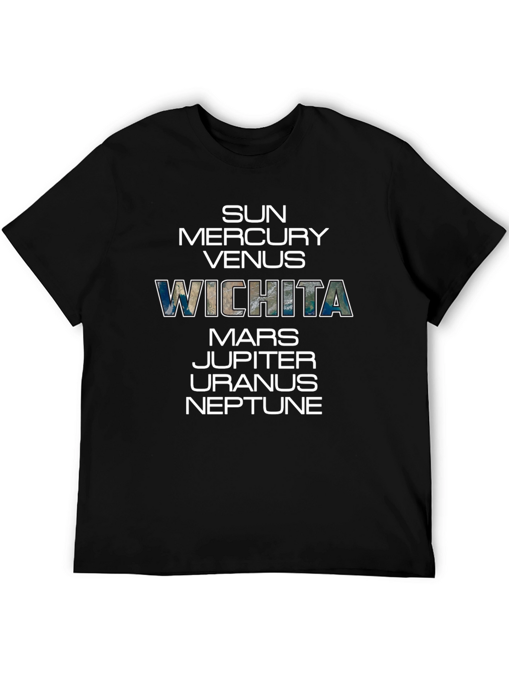 Planets and Wichita T-Shirt - Black Cotton Tee