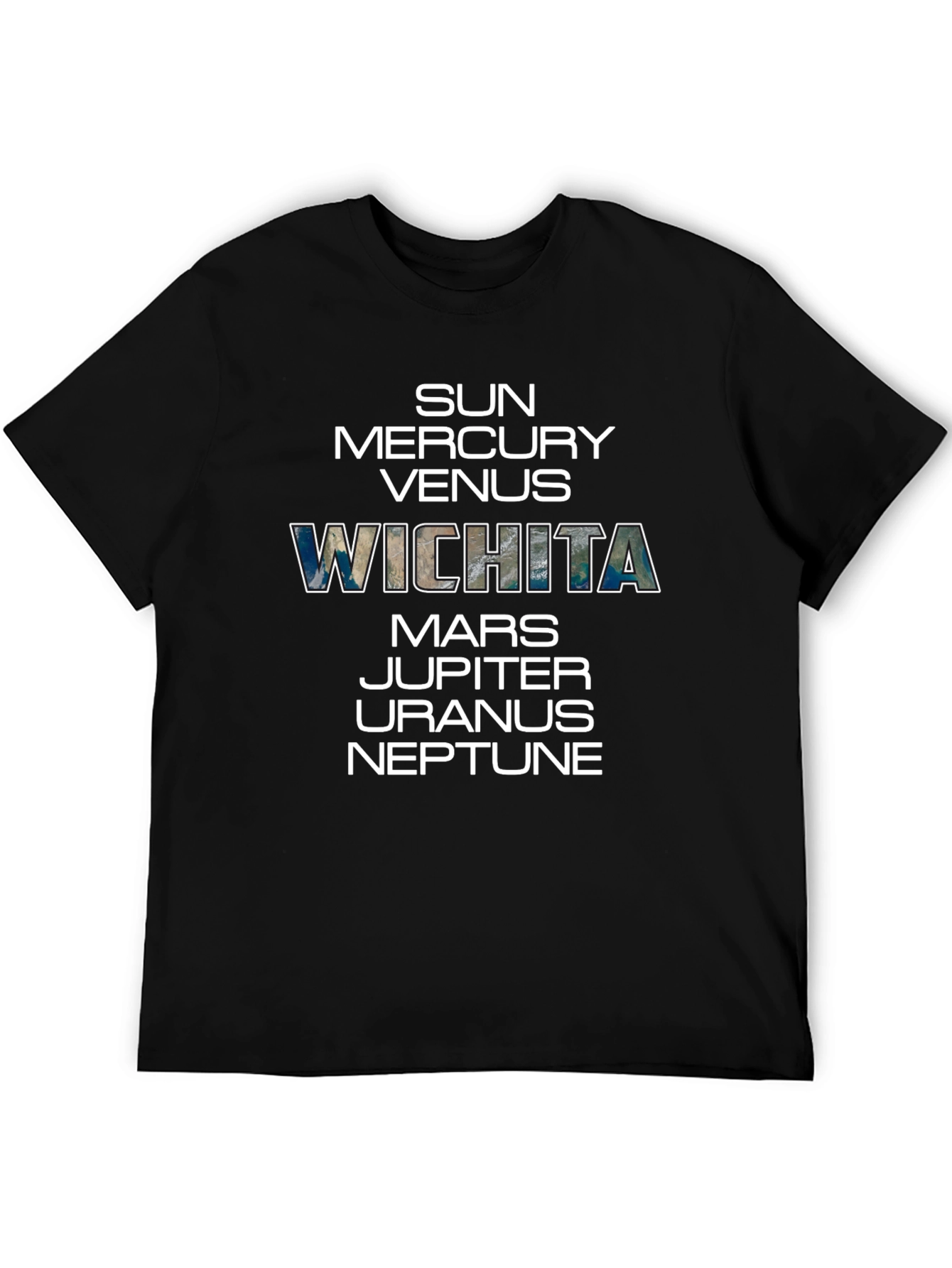 Planets and Wichita T-Shirt - Black Cotton Tee
