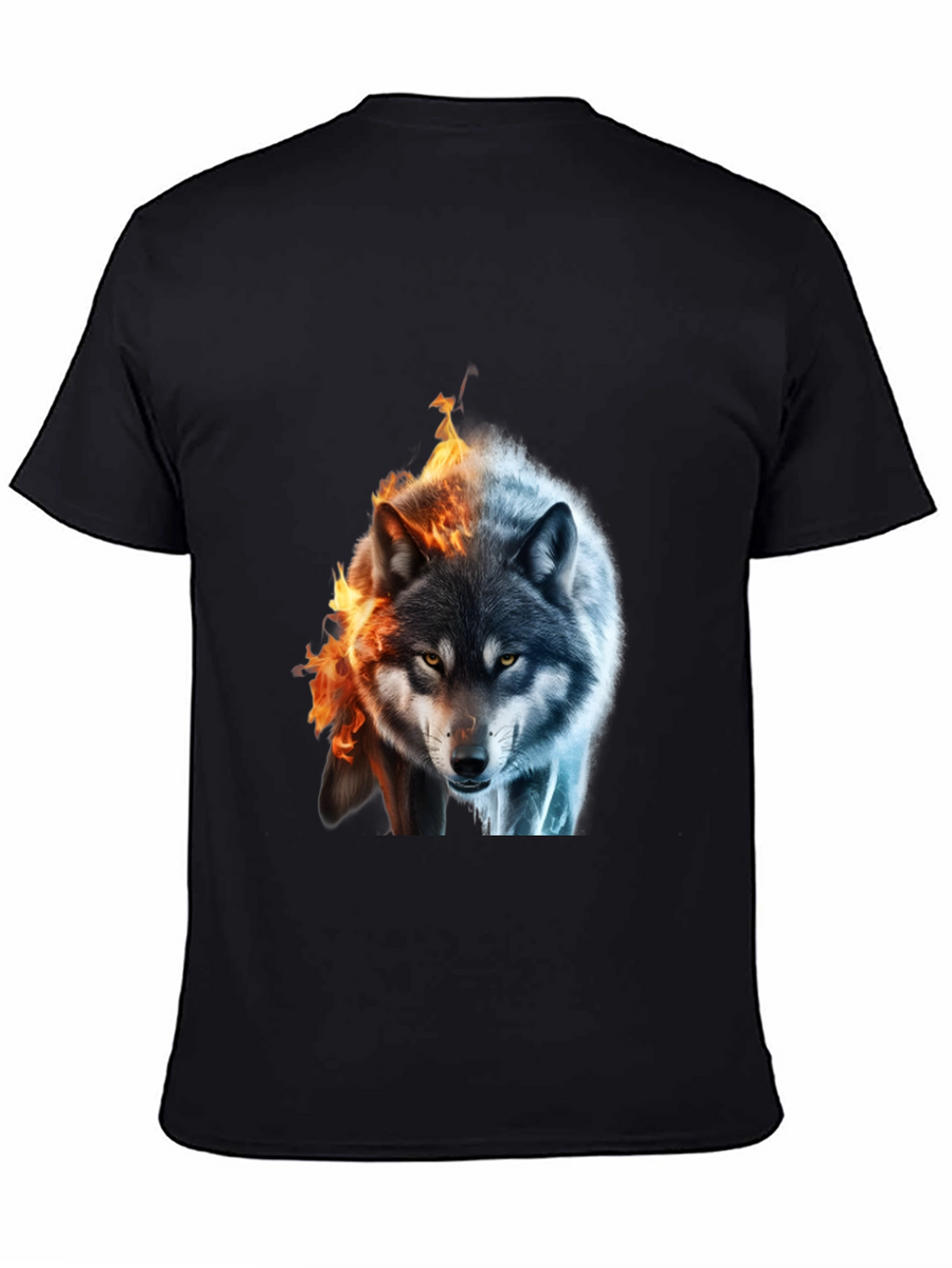 Fire and Ice Wolf Graphic T-Shirt