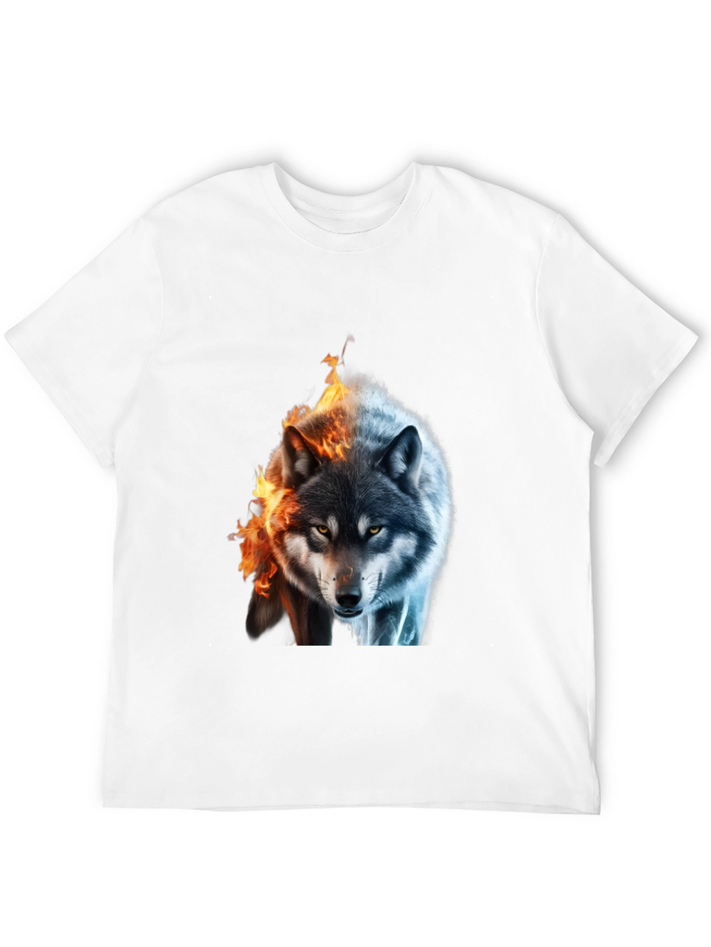 Fire and Ice Wolf Graphic T-Shirt