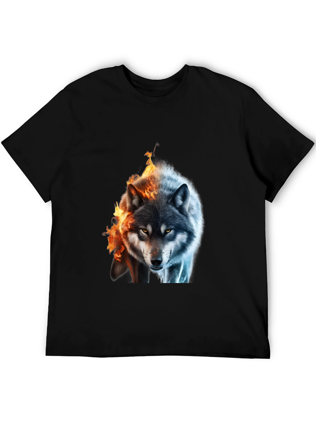 Fire and Ice Wolf Graphic T-Shirt