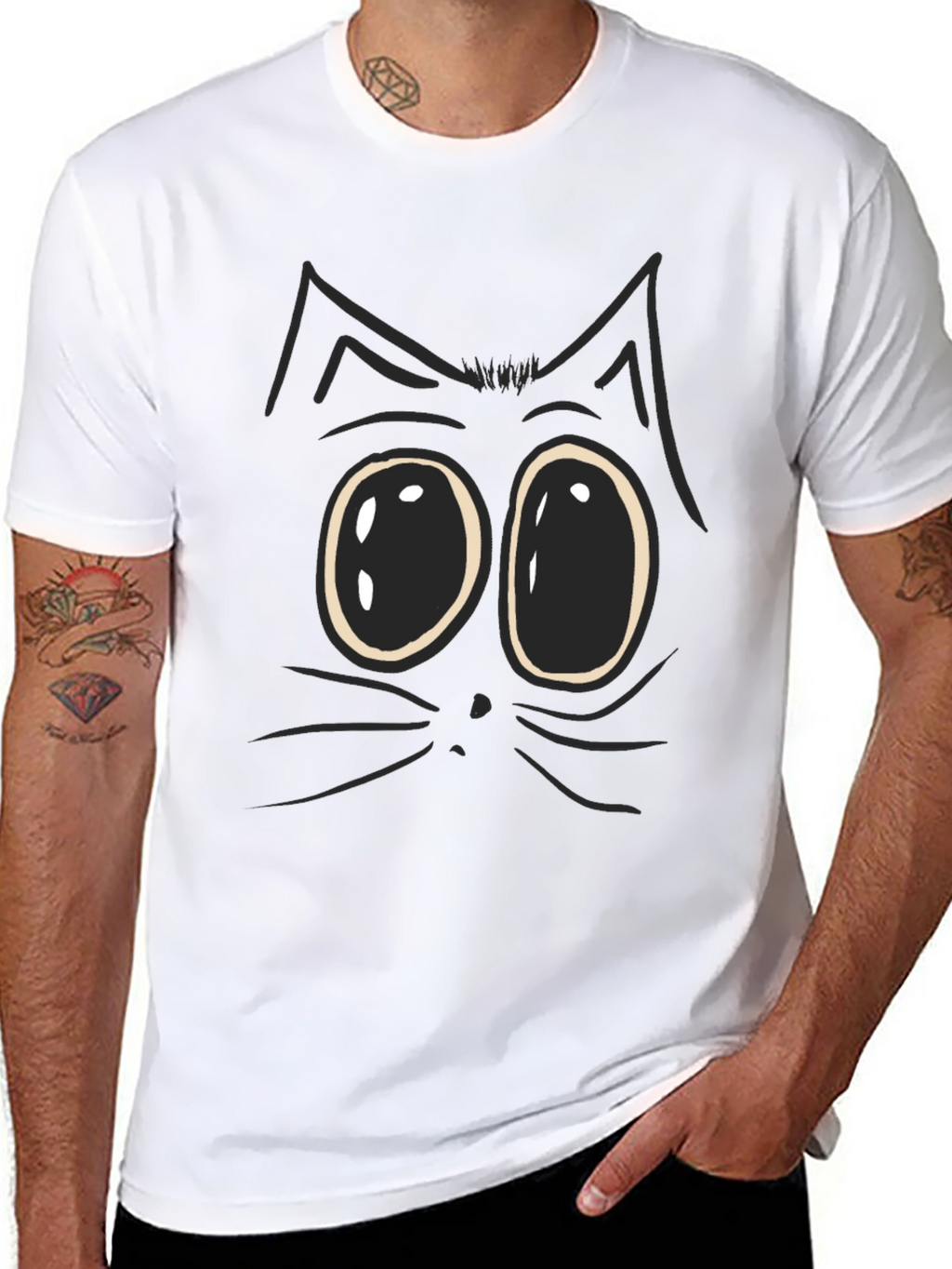 Funny Cat Face Graphic T-Shirt