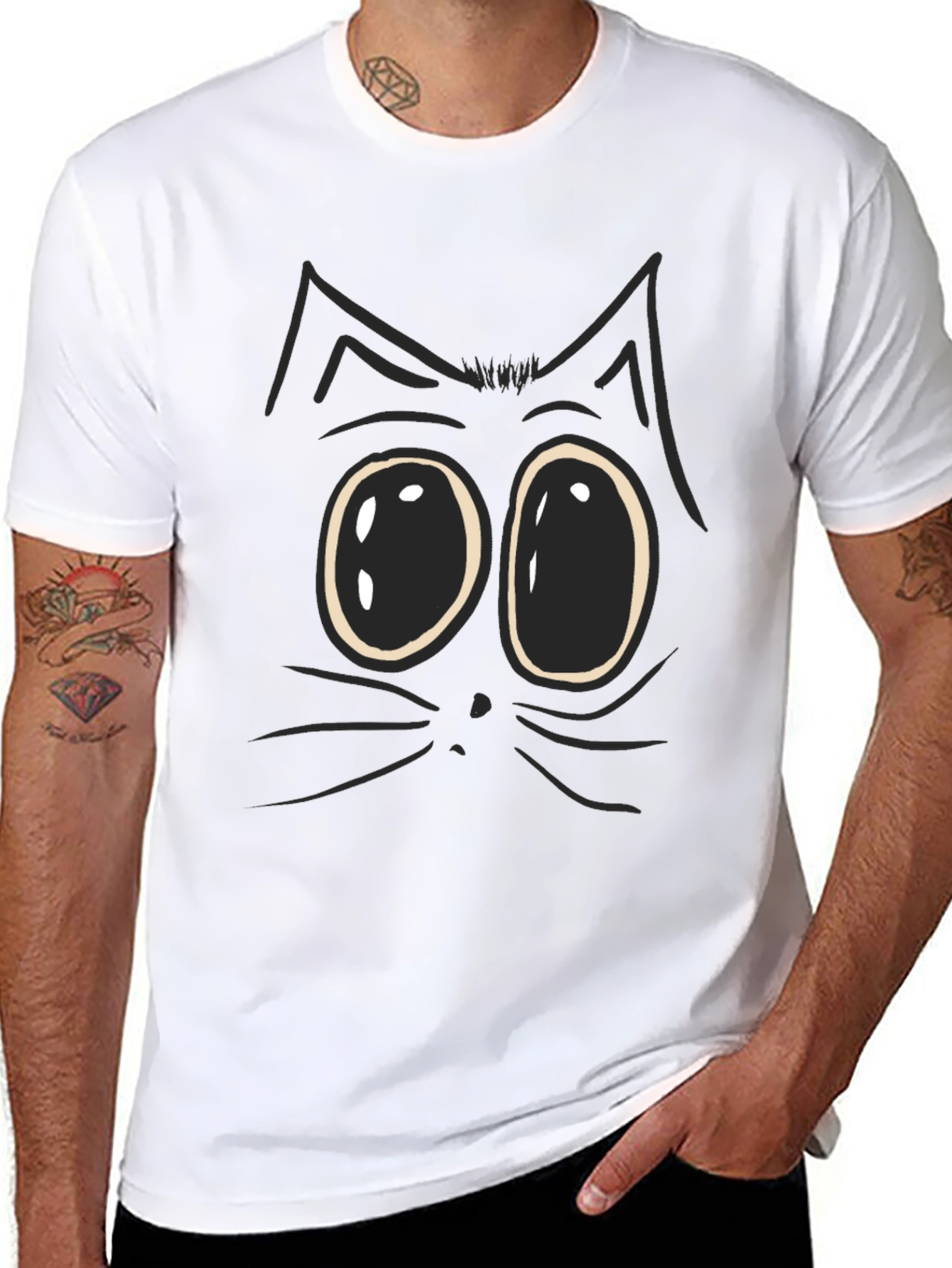 Funny Cat Face Graphic T-Shirt
