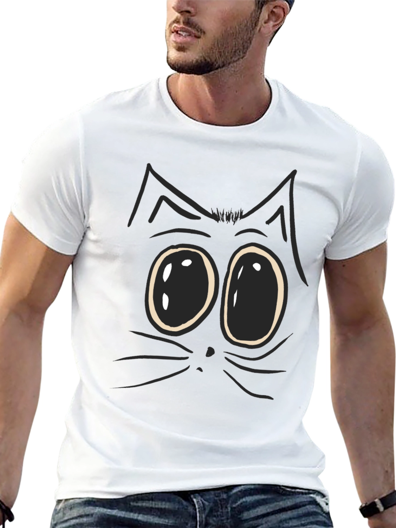 Funny Cat Face Graphic T-Shirt