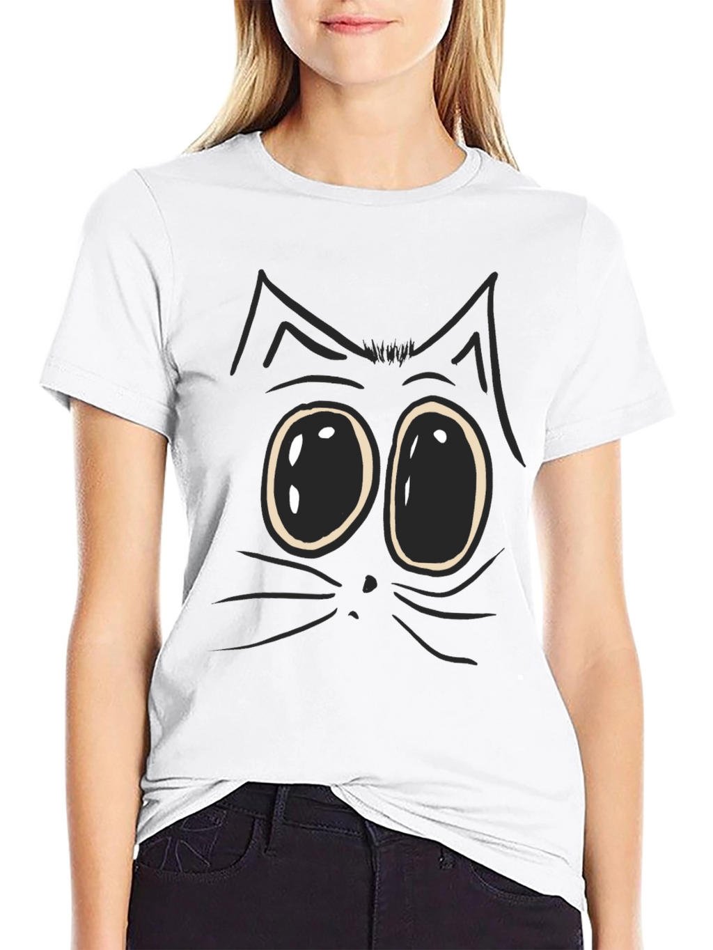 Funny Cat Face Graphic T-Shirt