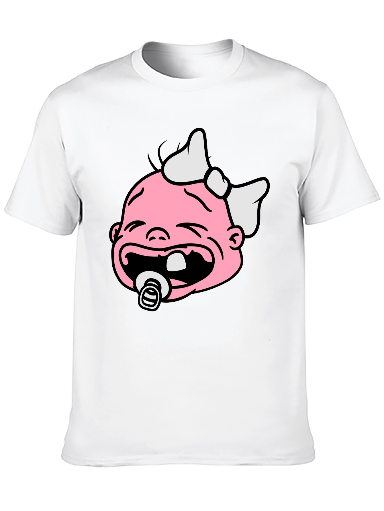 Funny Crying Baby Graphic Tee - Black Cotton Shirt
