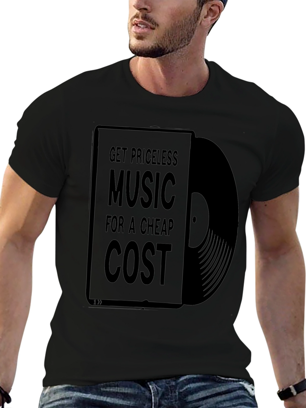 Priceless Music Cheap Cost Black Graphic T-Shirt