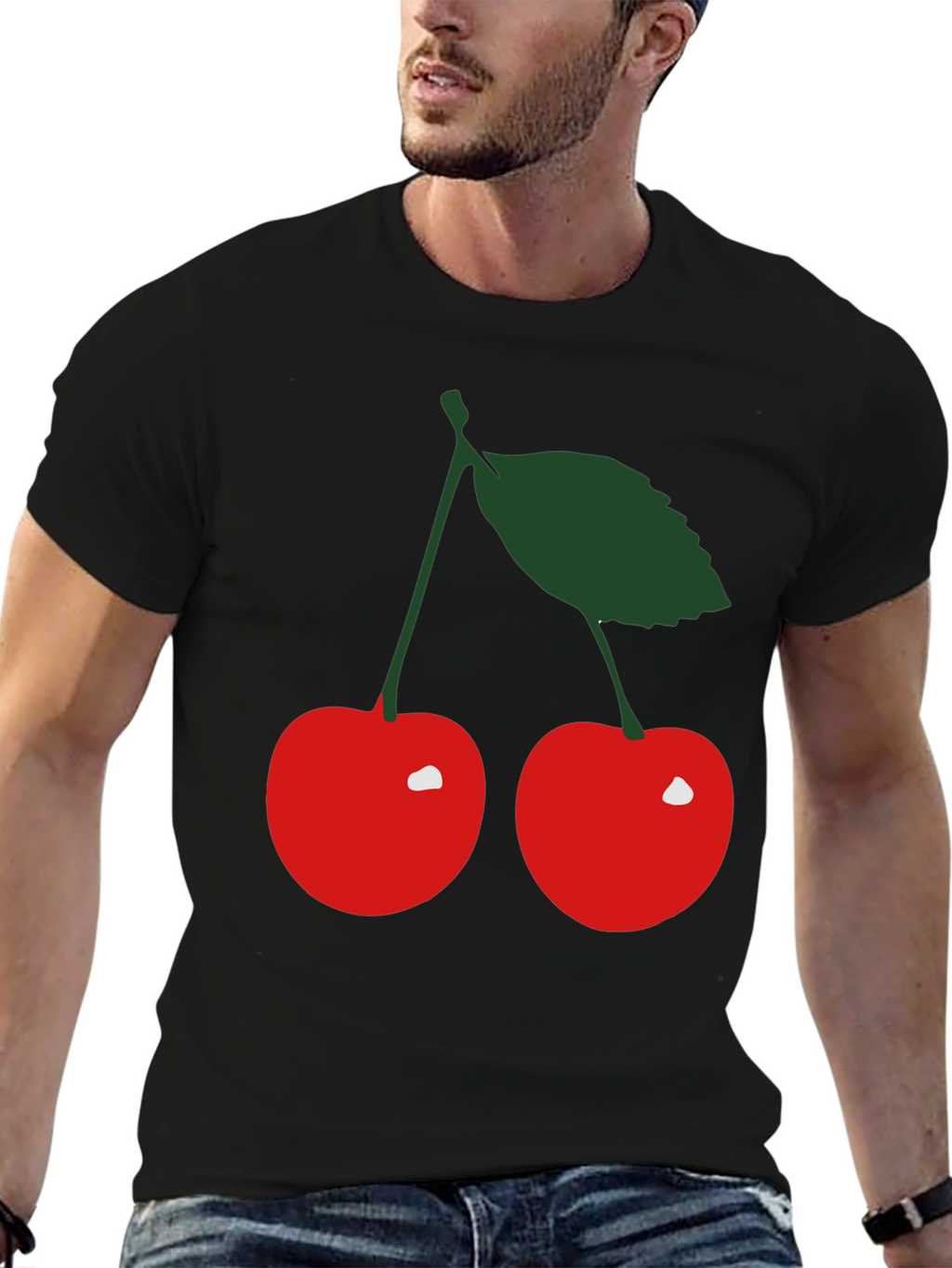 Cherry Graphic Black T-Shirt