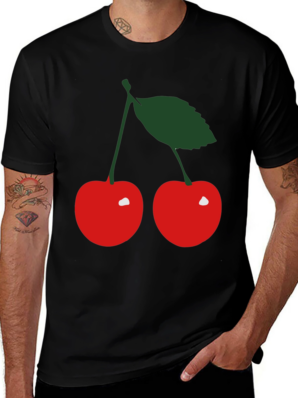 Cherry Graphic Black T-Shirt